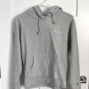 Gray Cropped Champion Hoodie | Size M